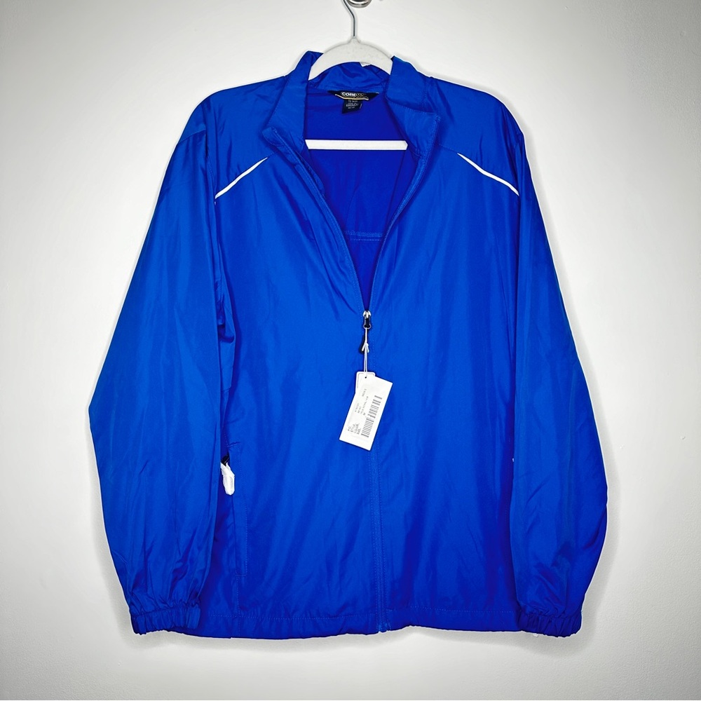 Core 365 Blue Mens Jacket Reflective Water Resistance‎ NWT 100% polyester